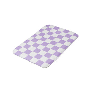 Chequered Lavender and White Bath Mat