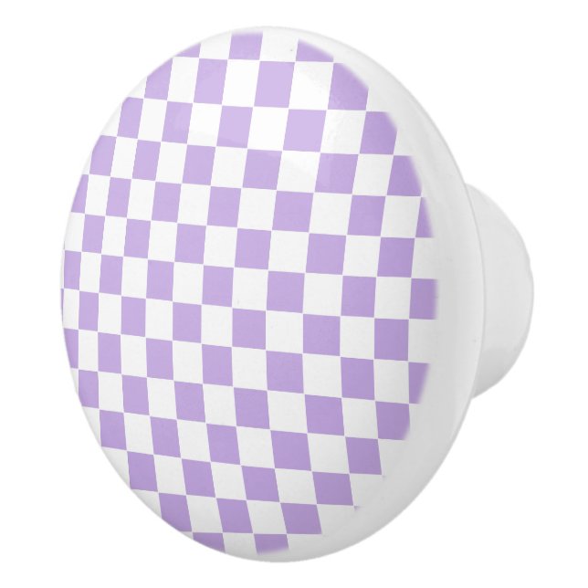 Chequered Lavender and White Ceramic Knob (Right)