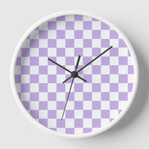 Chequered Lavender and White Clock