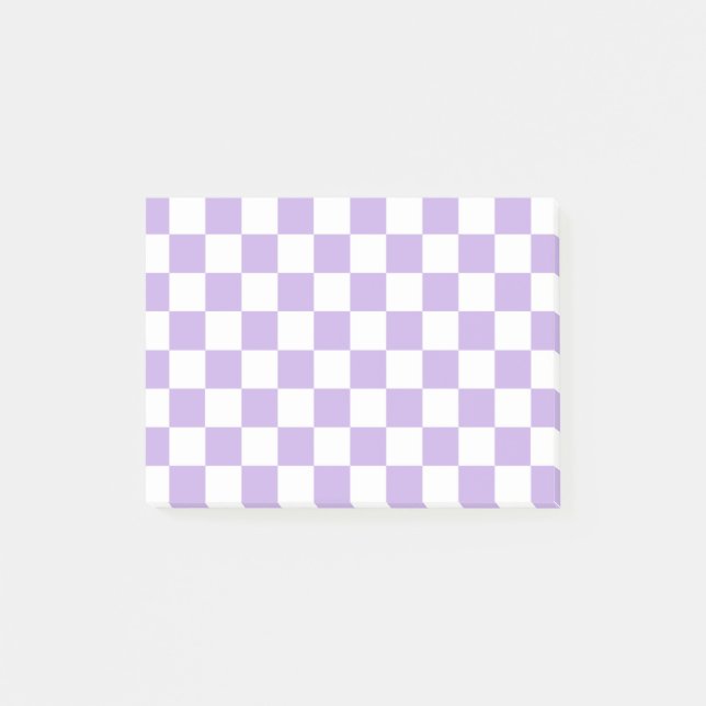 Chequered Lavender and White Post-it Notes (Front)