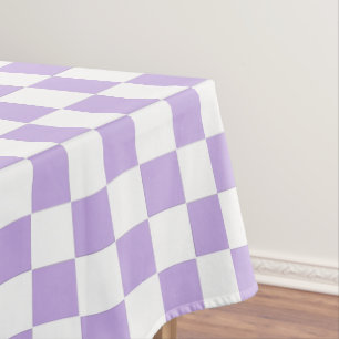 Chequered Lavender and White Tablecloth