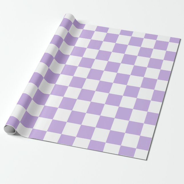 Chequered Lavender and White  Wrapping Paper (Unrolled)