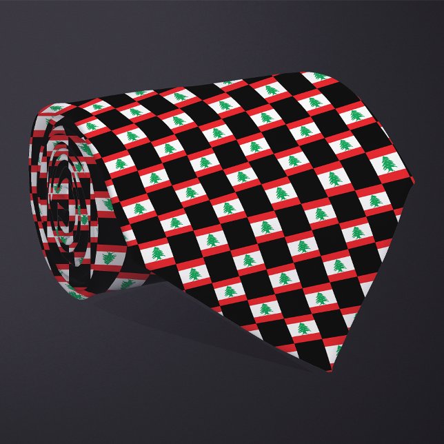 Chequered Lebanon Flag Pattern  Tie (Creator Uploaded)