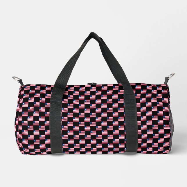 Chequered Liberia Flag Pattern  Duffle Bag (Front)
