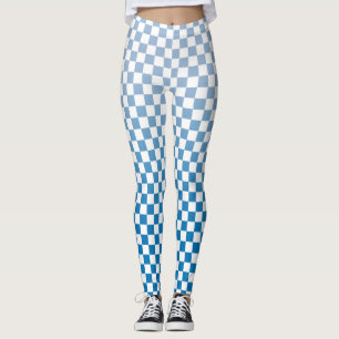 Chequered Light to Dark Blue Gradient Pattern Leggings