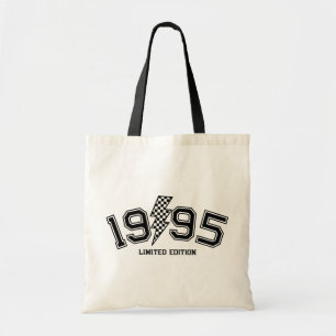 Chequered Lighting Bolt Custom Birth Year Birthday Tote Bag