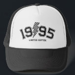 Chequered Lighting Bolt Custom Birth Year Birthday Trucker Hat<br><div class="desc">Celebrate your birthday in style with this retro chequered lightning bolt custom birthday trucker hat! Personalise it with your birth year for a unique touch. This vintage-inspired design makes a bold statement and is perfect as a cool birthday gift. Stand out and shine on your special day!</div>