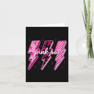 Chequered Lightning Bolt Pink Out Breast Cancer Aw Card