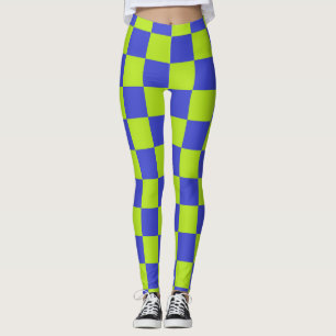 Chequered Lime Green and Blue Leggings