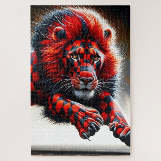 Chequered Lion Jigsaw Puzzle (Vertical)