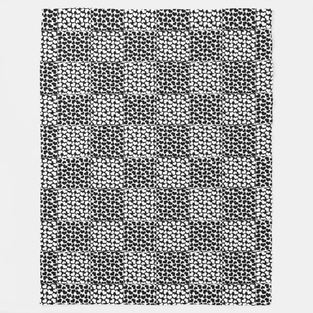Chequered Love in Black and White  Fleece Blanket (Front)