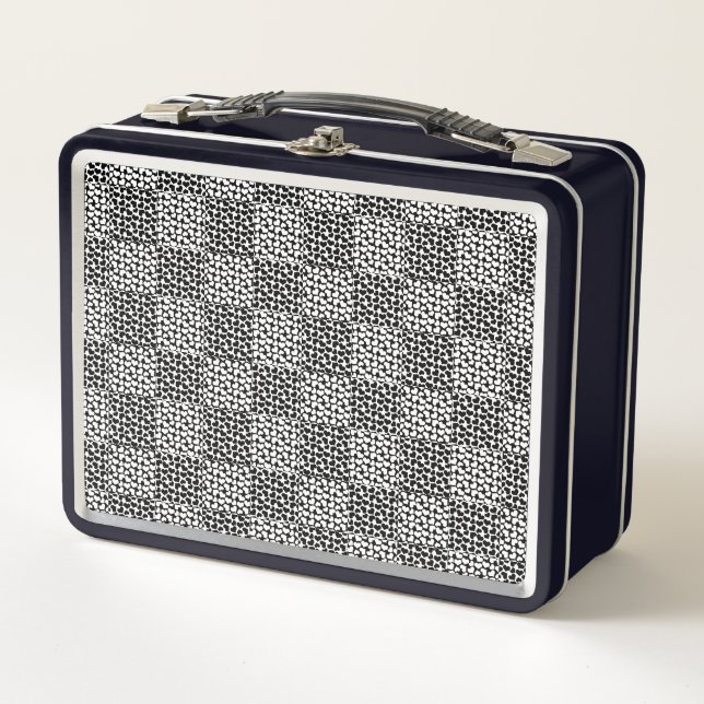 Chequered Love in Black and White  Metal Lunch Box (Front)