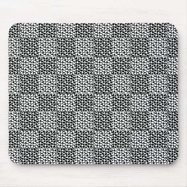 Chequered Love in Black and White  Mouse Mat (Front)