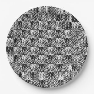 Chequered Love in Black and White Paper Plate