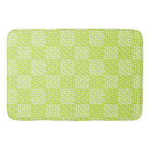 Chequered Love in Lime Green and White  Bath Mat