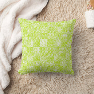 Chequered Love in Lime Green and White Cushion