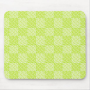 Chequered Love in Lime Green and White Mouse Mat
