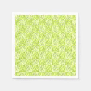 Chequered Love in Lime Green and White  Napkin