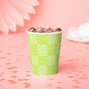 Chequered Love in Lime Green and White Paper Cups