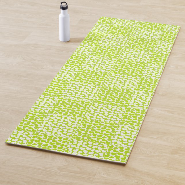 Chequered Love in Lime Green and White  Yoga Mat (In Situ)