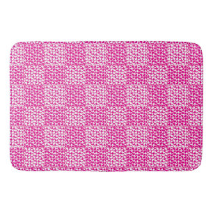 Chequered Love in Magenta and White Bath Mat