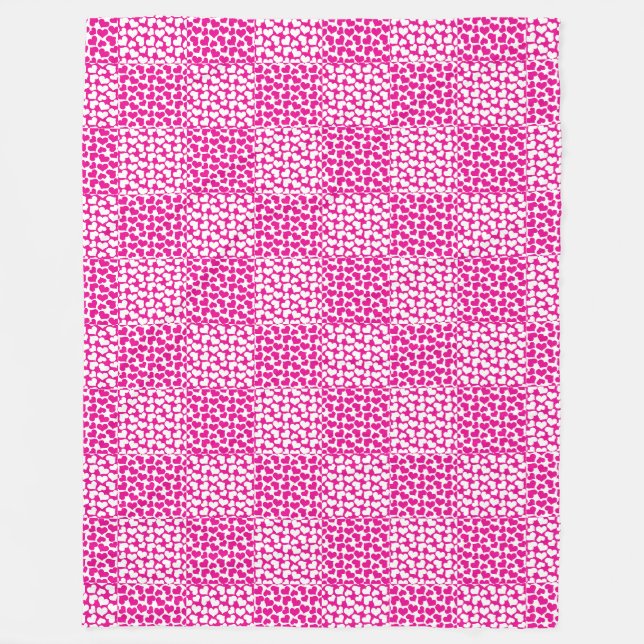 Chequered Love in Magenta and White Fleece Blanket (Front)