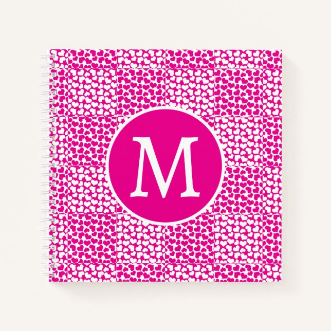 Chequered Love in Magenta and White Monogram Notebook (Front)