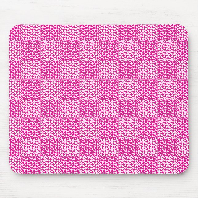 Chequered Love in Magenta and White Mouse Mat (Front)