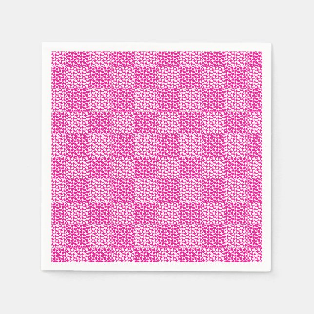 Chequered Love in Magenta and White Napkin (Front)