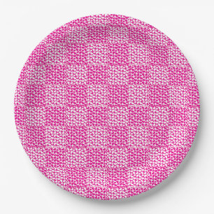 Chequered Love in Magenta and White Paper Plate
