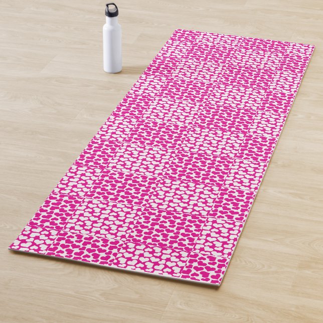 Chequered Love in Magenta and White Yoga Mat (In Situ)