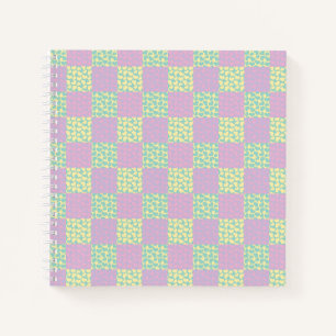 Chequered Love-Pastel Pink, Yellow, Purple & Green Notebook