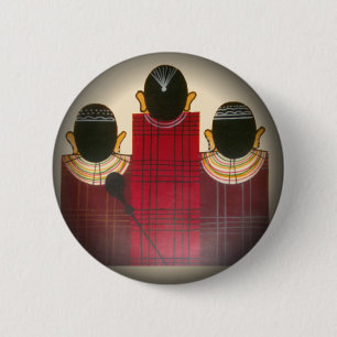 Chequered Maasai Family Portrait 6 Cm Round Badge