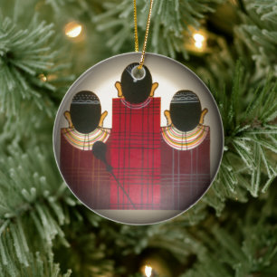 Chequered Maasai Family Portrait Ceramic Tree Decoration