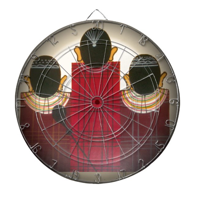 Chequered Maasai Family Portrait Dartboard (Front)