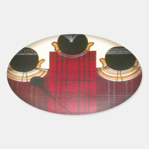 Chequered Maasai Family Portrait Oval Sticker