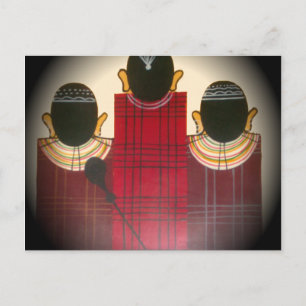 Chequered Maasai Family Portrait Postcard