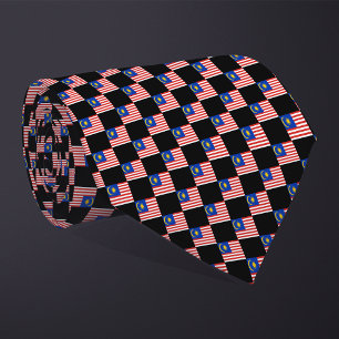 Chequered Malaysia Flag Pattern Tie