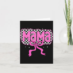 Chequered mama cute pink coquette bow mum mothers card