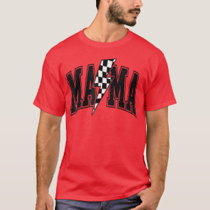 Chequered Mama Lightning Bolt Mothers Day Mother b T-Shirt