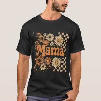 Chequered Mama Pumpkin Flower Fall Autumn Hallowee T-Shirt