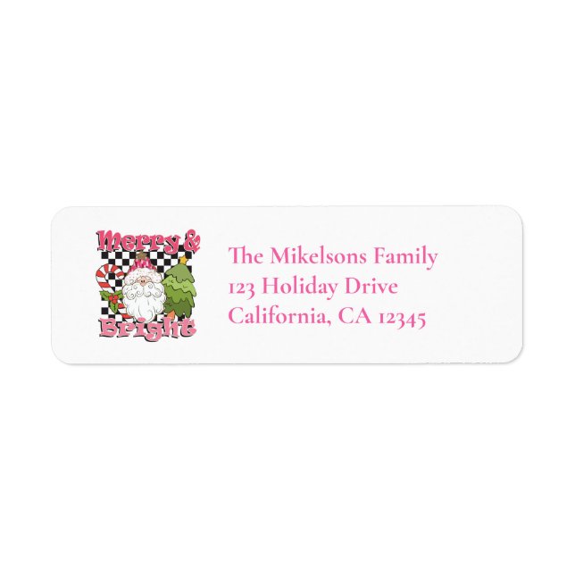 Chequered Merry & Bright Christmas Address (Front)
