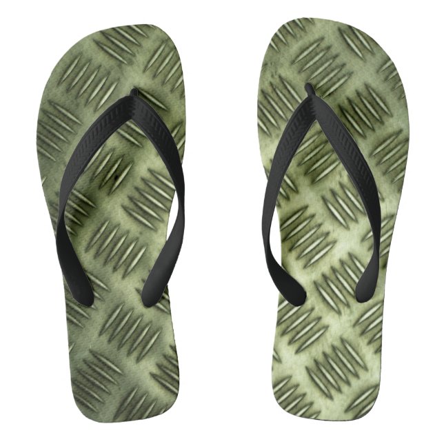 Chequered Metal Stainless Steel Flooring Texture Flip Flops (Footbed)