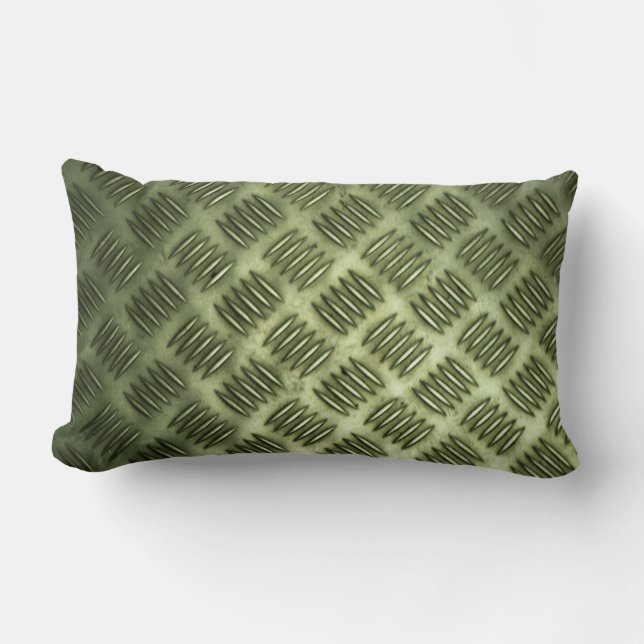 Chequered Metal Stainless Steel Flooring Texture Lumbar Cushion (Front)