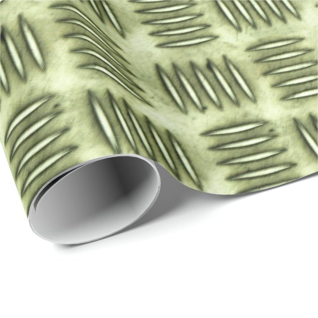 Chequered Metal Stainless Steel Flooring Texture Wrapping Paper (Roll Corner)