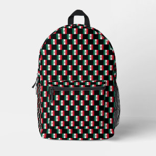 Chequered Mexico Flag Pattern Printed Backpack