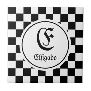Chequered Middle age monogram  Tile