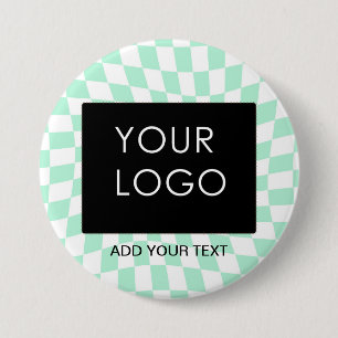 Chequered Mint Customisable Business Add Logo      7.5 Cm Round Badge