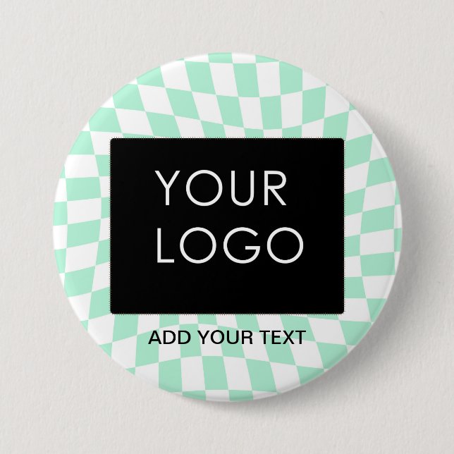 Chequered Mint Customisable Business Add Logo      7.5 Cm Round Badge (Front)