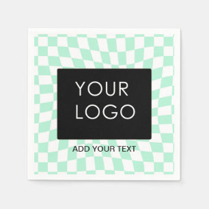 Chequered Mint Customisable Business Add Logo    Napkin